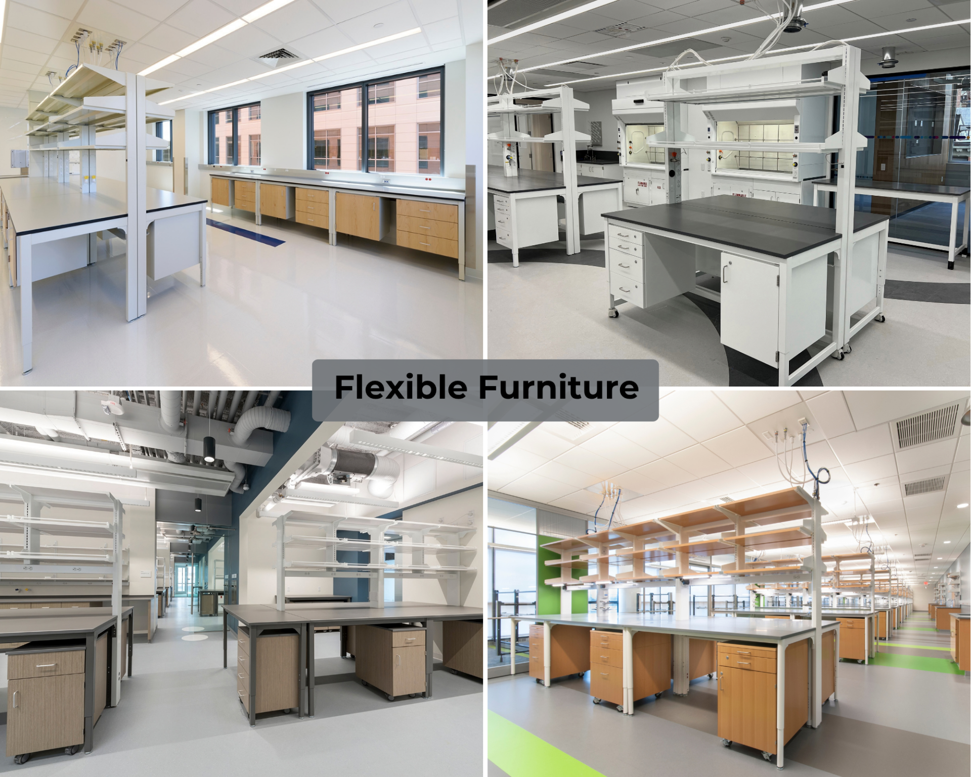 collage of labs with flexible furniture systems
